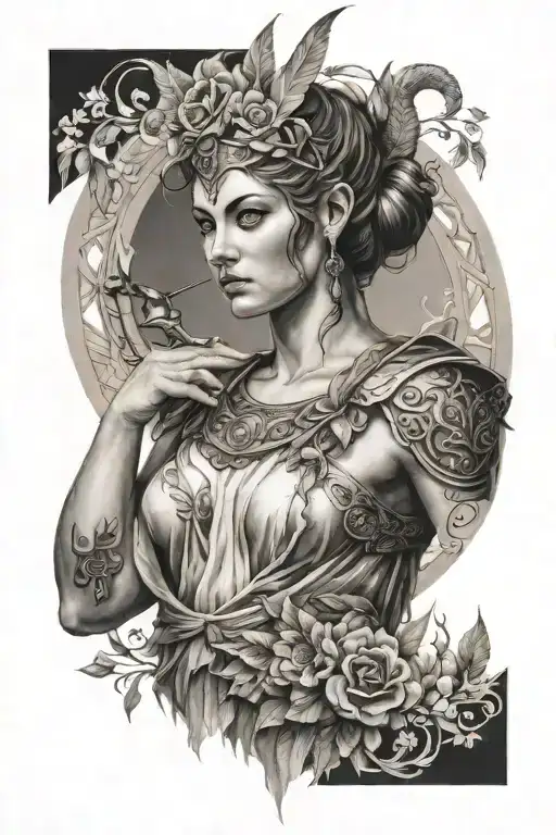 artemis greek goddess tattoo design idea