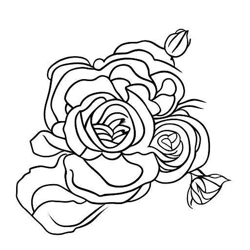 peony rose and snake  tattoo design idea