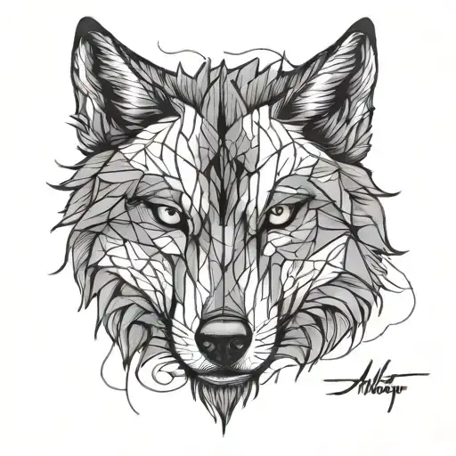 wolf face tattoo design idea