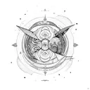 Sol Inca con luna formando el ying y el yang con bosque de fondo tattoo design idea