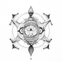 Sol Inca con luna formando el ying y el yang con bosque de fondo tattoo design idea