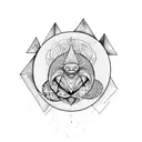 Sol Inca con luna formando el ying y el yang con bosque de fondo tattoo design idea