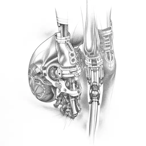 mechanical leg tattoo design idea