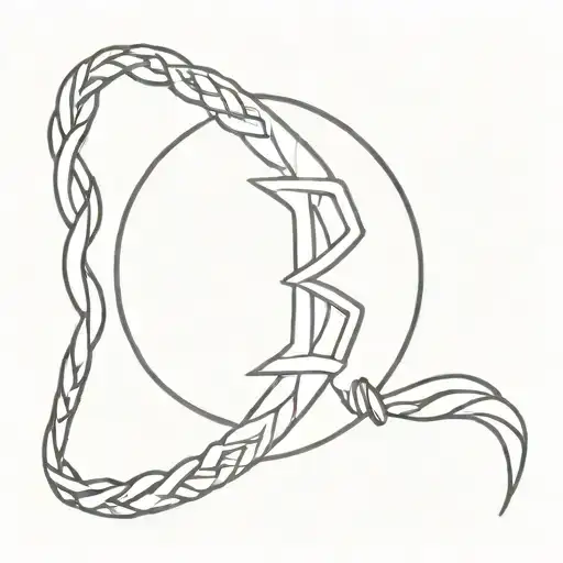 A minimalist tattoo design of a friendship bracelet with Shiva's trident symbol incorporated into the design tattoo design idea