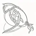 A minimalist tattoo design of a friendship bracelet with Shiva's trident symbol incorporated into the design tattoo design idea