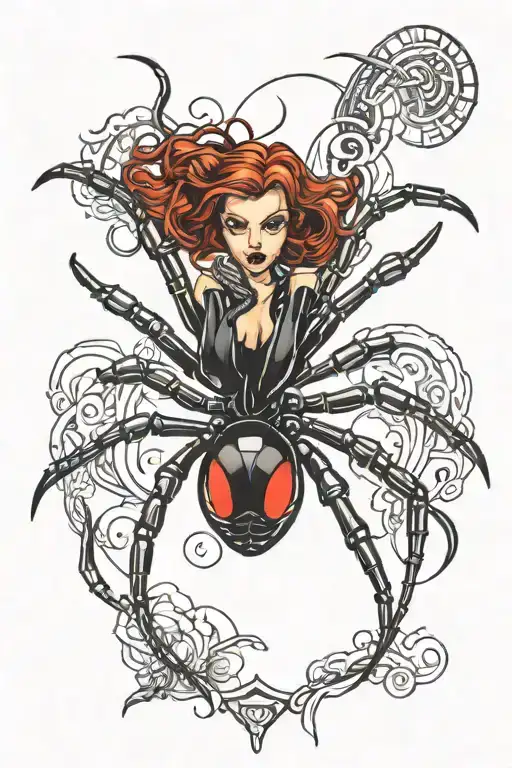 black widow tattoo design idea