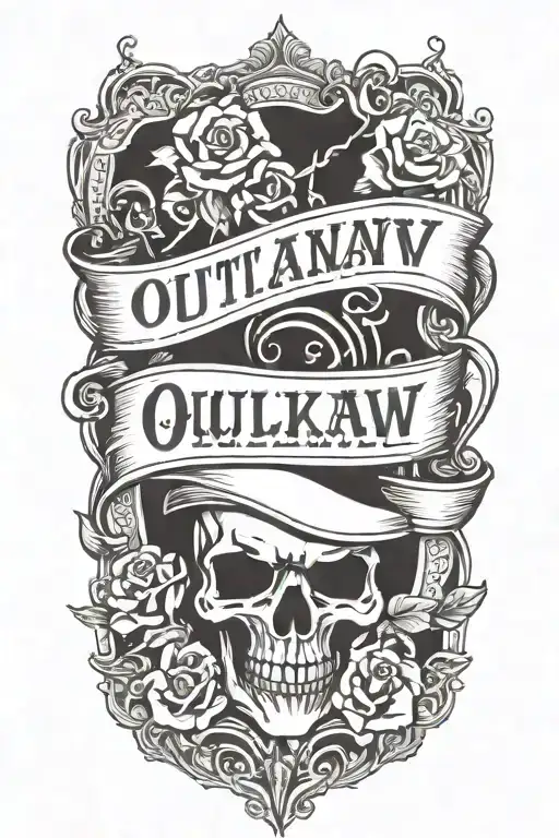 script that's says outlaw tattoo design idea