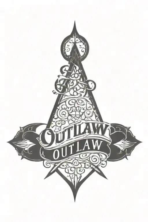 script that's says outlaw tattoo design idea