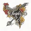 name in cursive Josephs Ace   tattoo design idea