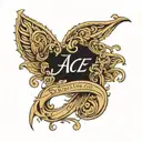 name in cursive Josephs Ace   tattoo design idea