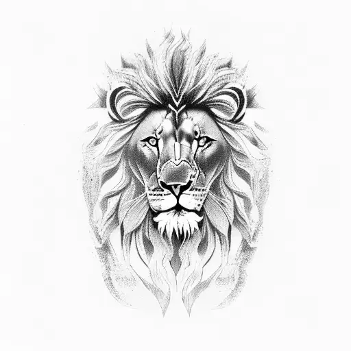 Lion and Greek god tattoo design idea