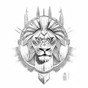 Spartan warrior with lion shield tattoo design idea