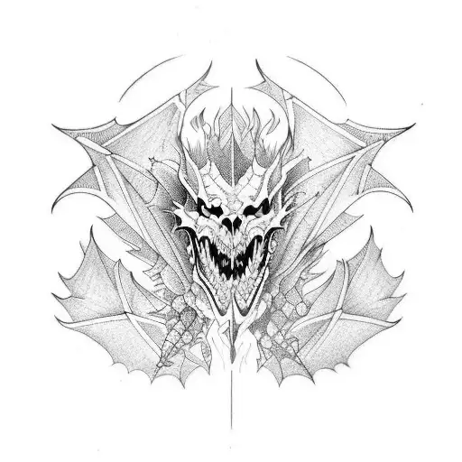 Skeletal Dragon tattoo design idea