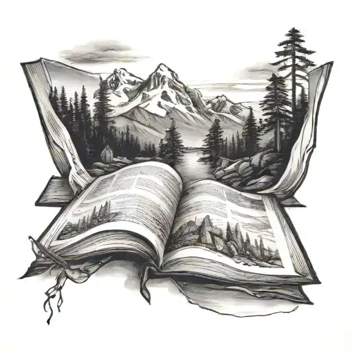 west coast, city, mountain, books tattoo design idea