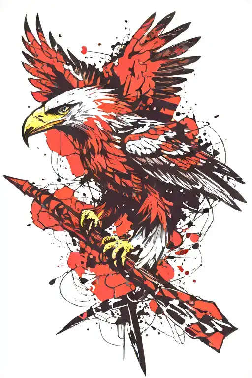 eagle with bow arrows tattoo design idea