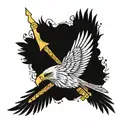 eagle with golden bow arrows crossed tattoo design idea