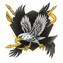 eagle with golden bow arrows crossed tattoo design idea