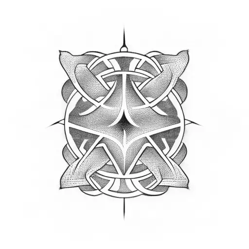 Glagolica script with Solstice symbols tattoo design idea