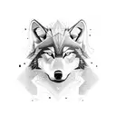 A library nestled in the midst of a dense forest, with wolves and ravens guarding the entrance tattoo design idea