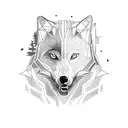 A library nestled in the midst of a dense forest, with wolves and ravens guarding the entrance tattoo design idea