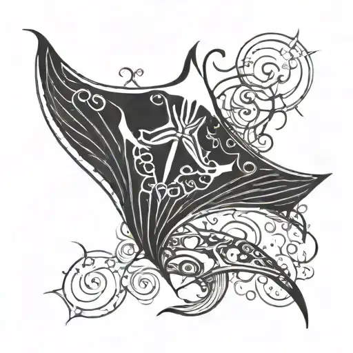 manta ray and chaos symbol tattoo design idea