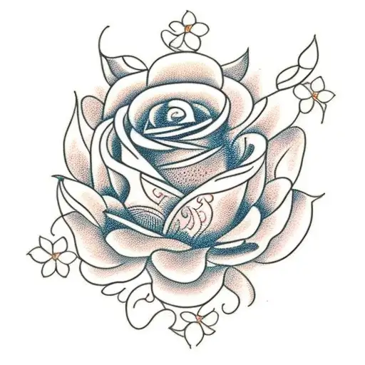 flowers with filigree tattoo design idea