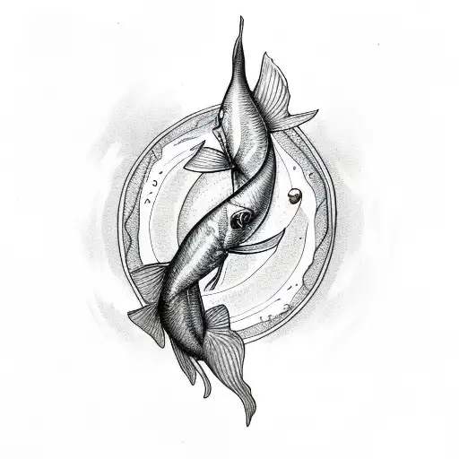 Pisces fish and daffodils  tattoo design idea