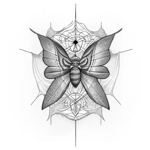 Moth wings forming a cross tattoo design idea