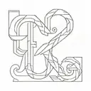 letters C & B 3D representation tattoo design idea