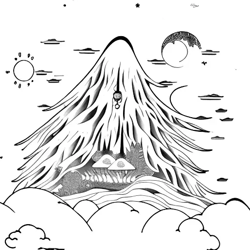 A manga-inspired scene of a magical moonlit forest tattoo design idea