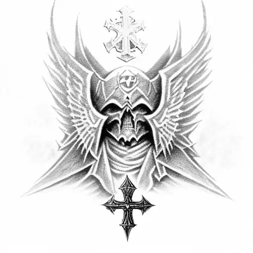 warhammer 40K dark angel with a cross tattoo design idea