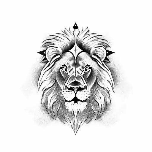 Lion with cross for an eye tattoo design idea