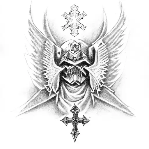 warhammer 40K dark angel with a cross tattoo design idea