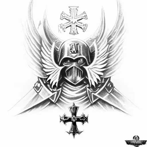 warhammer 40K angel knight with a cross tattoo design idea