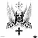  angel knight with a cross tattoo design idea