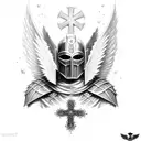  angel knight with a cross tattoo design idea