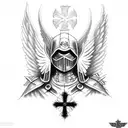  angel knight with a cross tattoo design idea