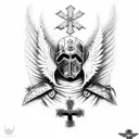  angel knight with a cross tattoo design idea