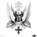  angel knight with a cross tattoo design idea