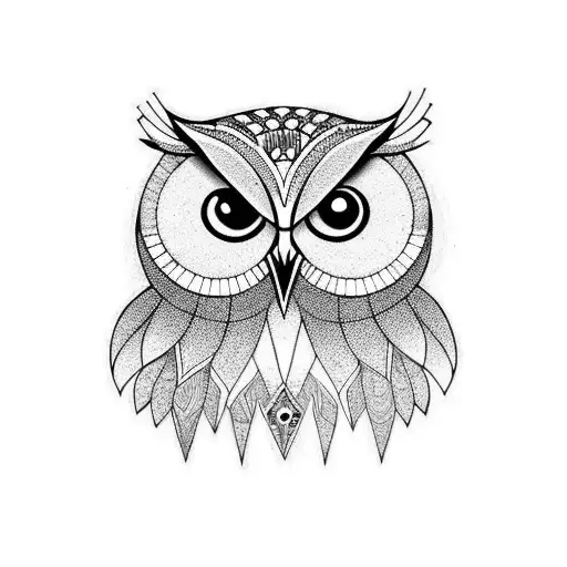 owl penetrating eyes bold simple playful tattoo design idea