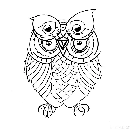owl penetrating eyes bold simple playful tattoo design idea