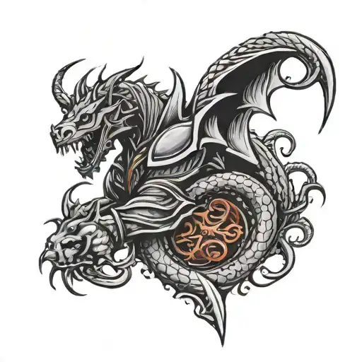  knight Templar fighting serpent dragon wrapped around Forarm  tattoo design idea