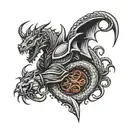  knight Templar fighting serpent dragon wrapped around Forarm  tattoo design idea