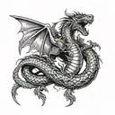  knight Templar fighting serpent dragon wrapped around Forarm  tattoo design idea