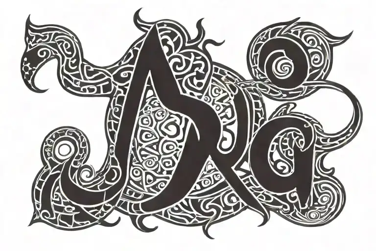 loki norse mythology with loki name intertwined tattoo design idea