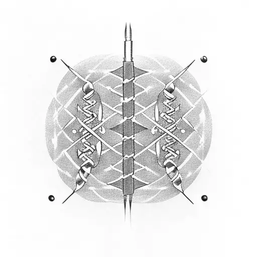 An electric guitar but the neck turns into a double helix DNA molecule tattoo design idea