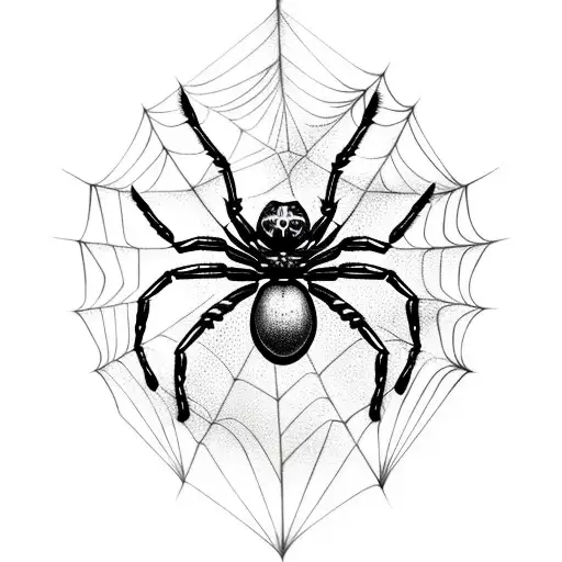 spider on a web tattoo design idea