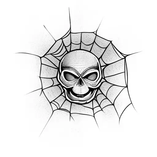 spider in a web with a skull on its back tattoo design idea