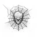spider in a web with a skull on its back tattoo design idea