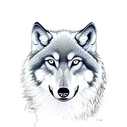 mercedes benz w124 and wolf and moon tattoo design idea